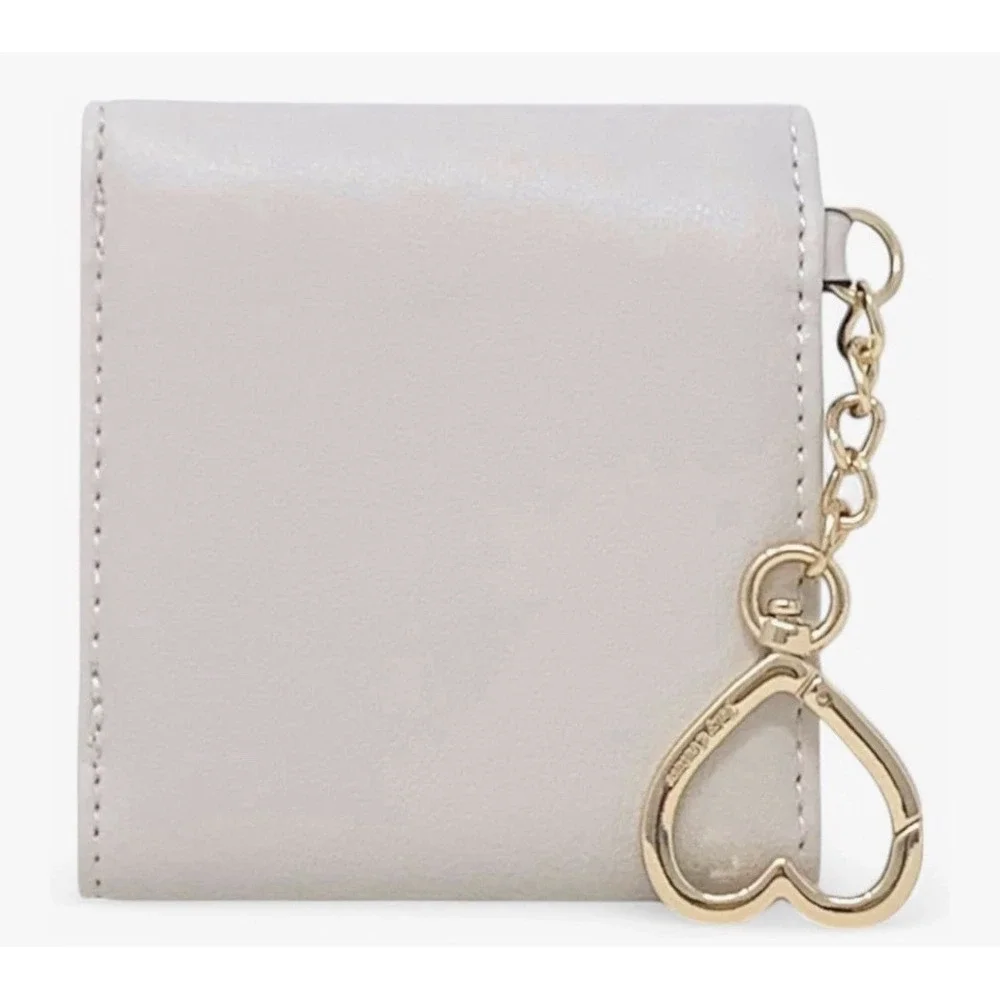 Juicy‎ Couture Pink Heart Logo Tri Fold Wallet Keychain Beige